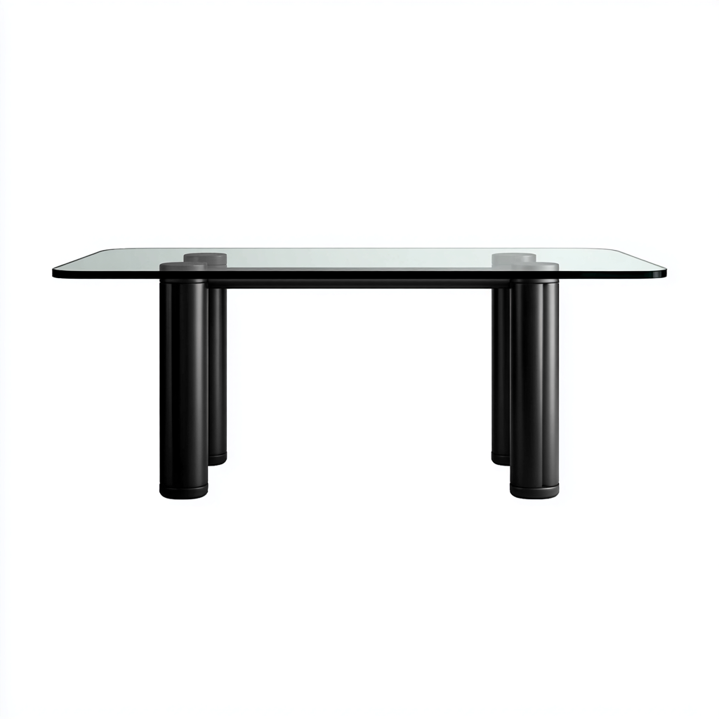 Gartentisch - Glas-Metall - 130x70x75 cm - Transparent-Schwarz - Modernes Design - Für Garten-Sofagetly