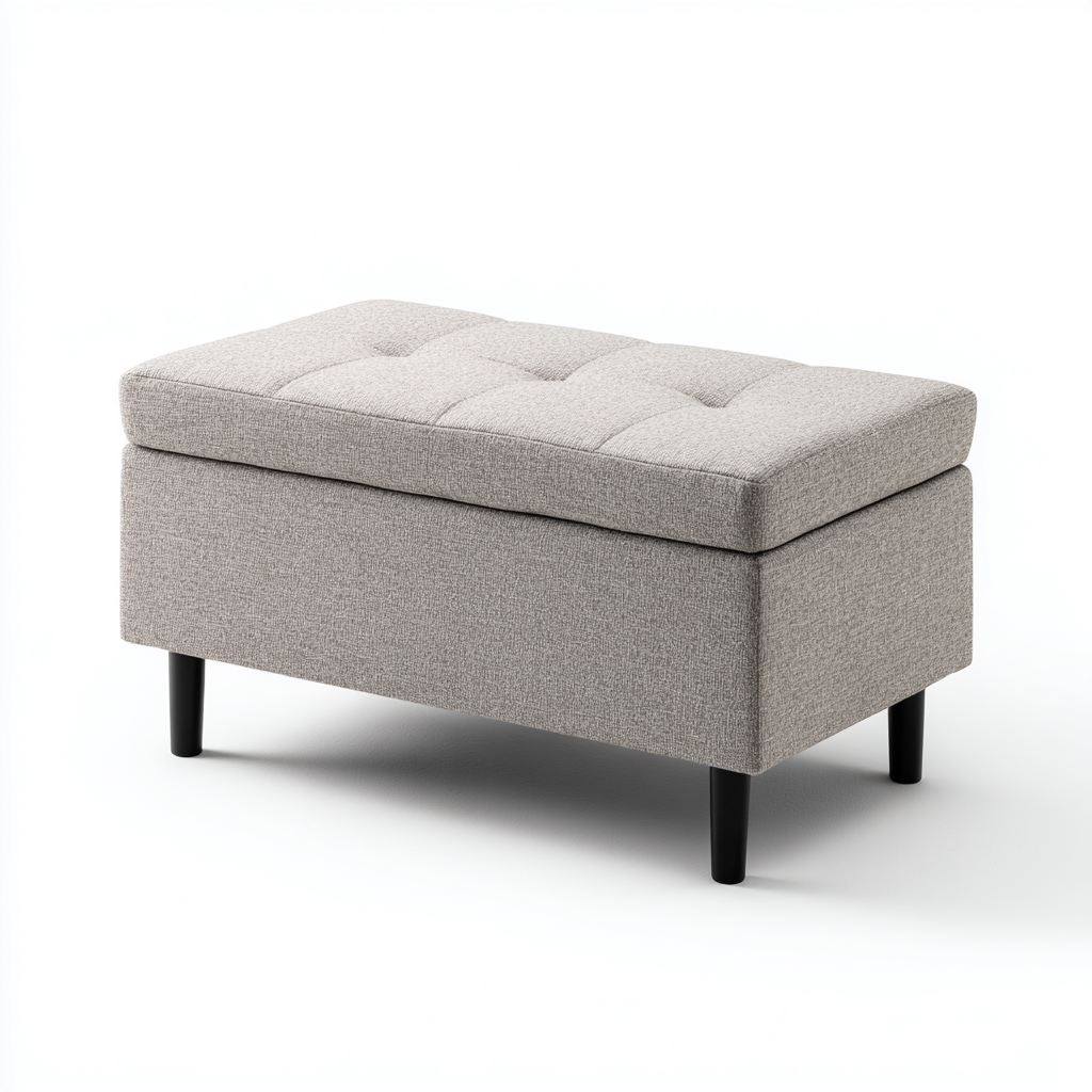 Bank am Bettende - Stoff und Holz - 100x40x45 cm - hellgrau - modernes Design-Sofagetly