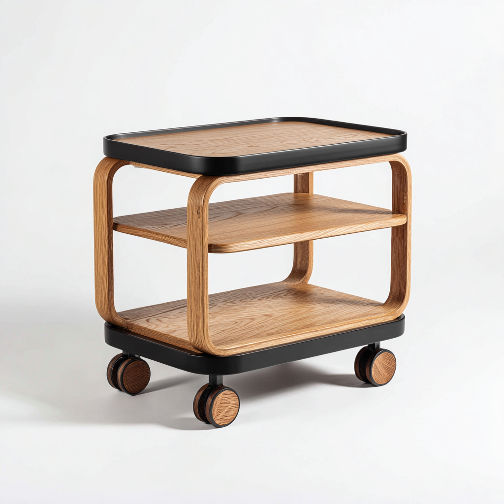 Servierwagen Holz 55x38x63 cm - Braun-Schwarz - Modernes Design-Sofagetly