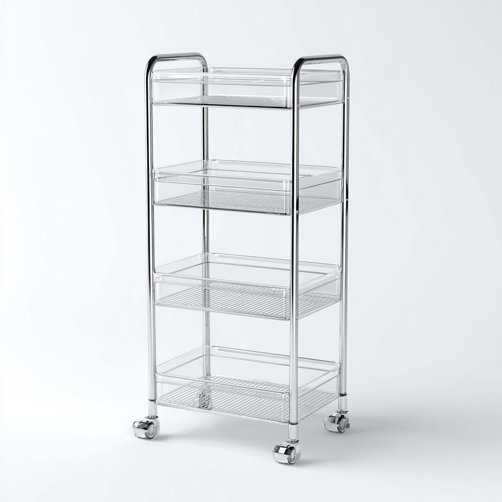 Servierwagen - Metall - 45x30x100 cm - Silber - Modernes Design - Für Küche-Sofagetly