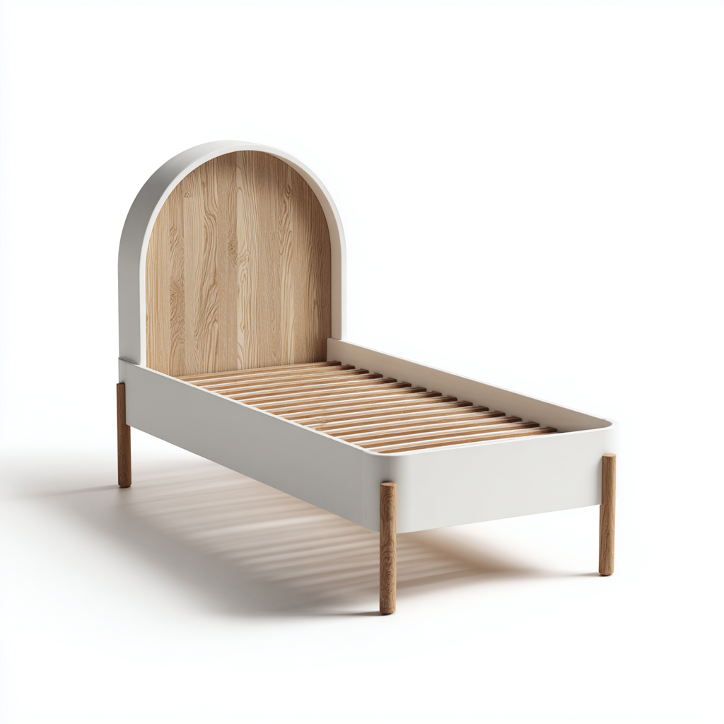 Kinderbett - Holz und MDF - 200x95x120 cm - Weiß-Natur - Modernes Design-Sofagetly