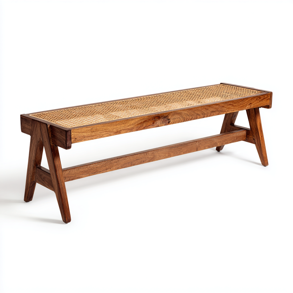 Gartenbank - Massivholz+Geflecht 150x40x45 cm - natur - klassisches Design-Sofagetly