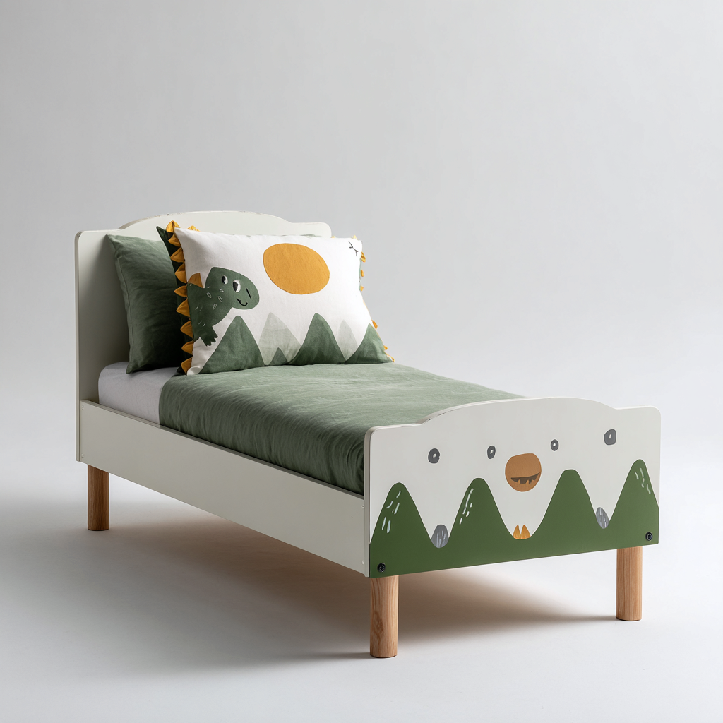 Kinderbett Holz 160x80x70 cm - Weiß-Grün - Modernes Design-Sofagetly