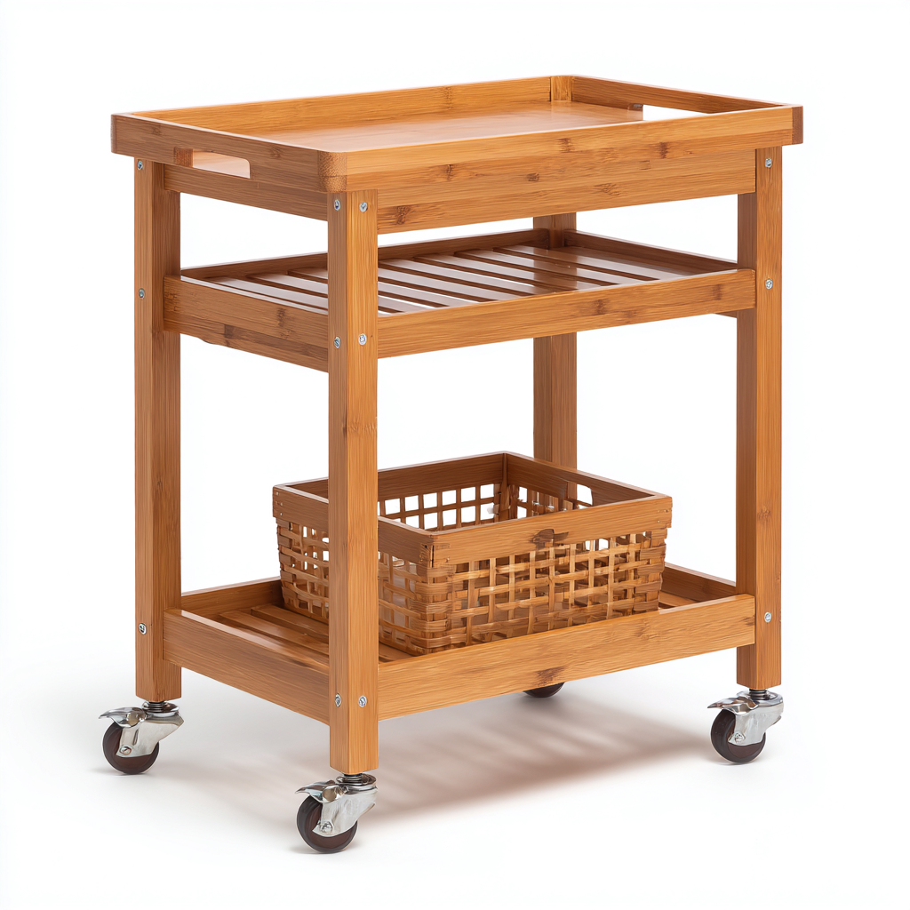 Servierwagen Bambus 55x40x85 cm - Natur - Modernes Design-Sofagetly