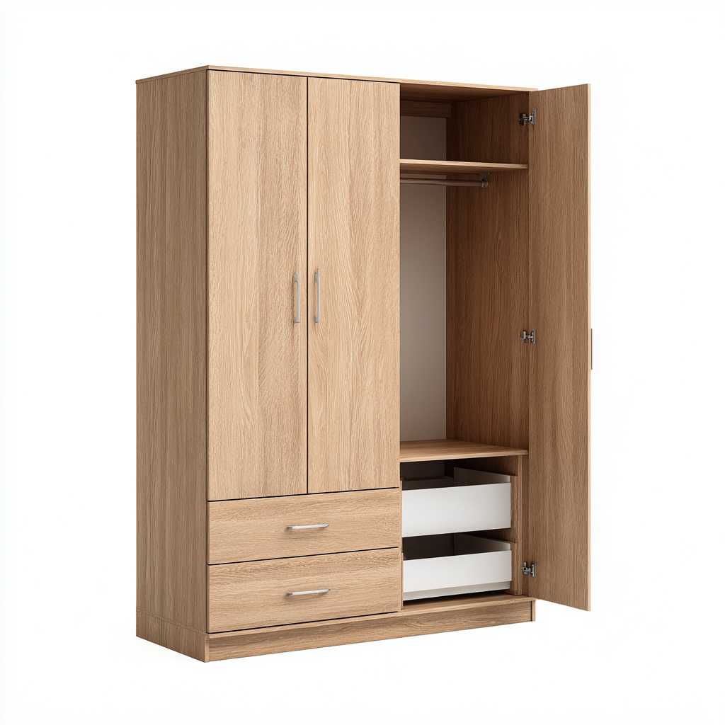 Kleiderschrank - Holzwerkstoff - 120x55x200 cm - Eiche - Modernes Design - Für Schlafzimmer-Sofagetly