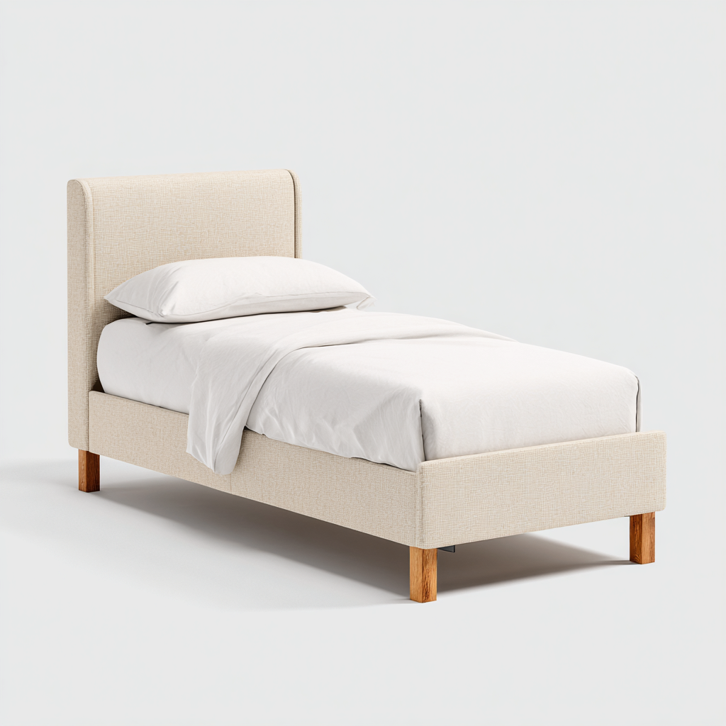 Kinderbett Stoff-Holz 195x95x85 cm Beige-Holz - Modernes Design-Sofagetly