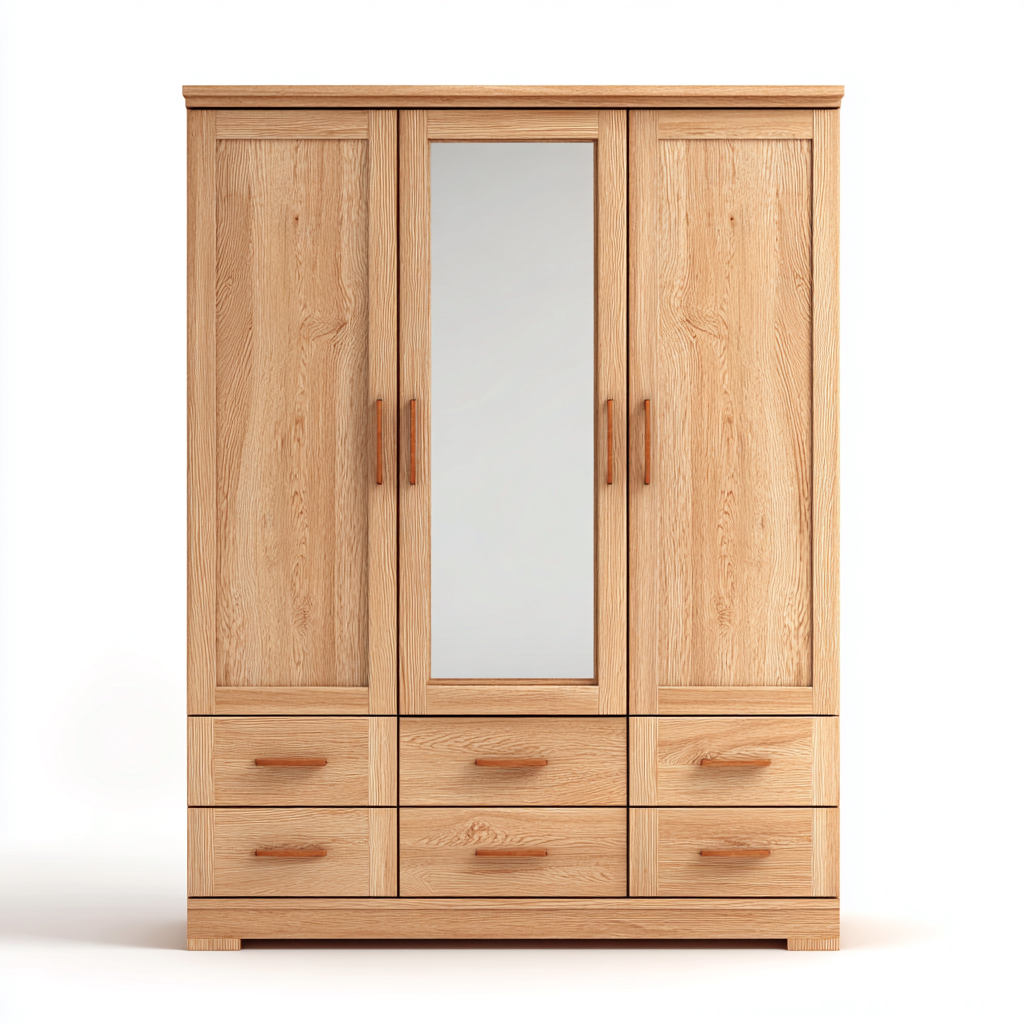 Kleiderschrank Holz 120x55x190 cm - Natur - Modernes Design-Sofagetly