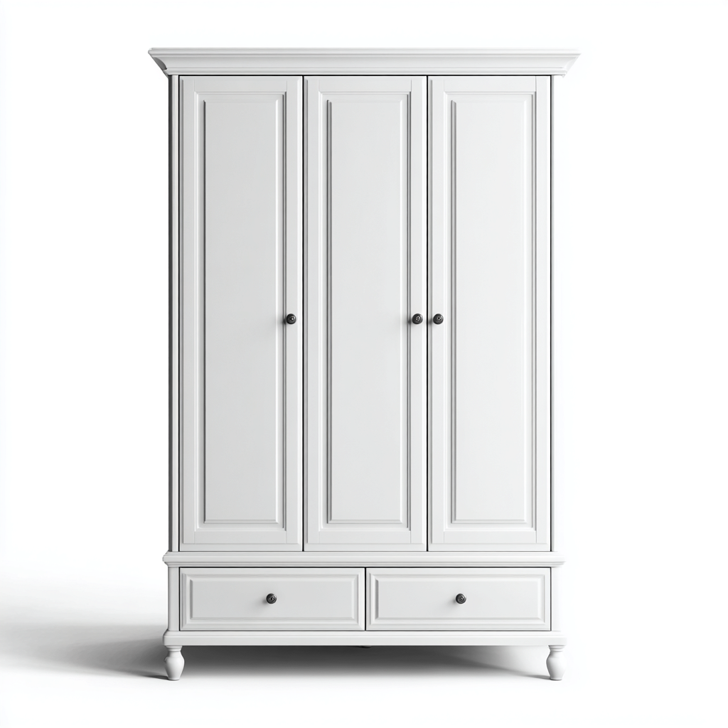 Kleiderschrank - Holz - 120x55x195 cm - Weiß - Klassisch - Für Schlafzimmer-Sofagetly