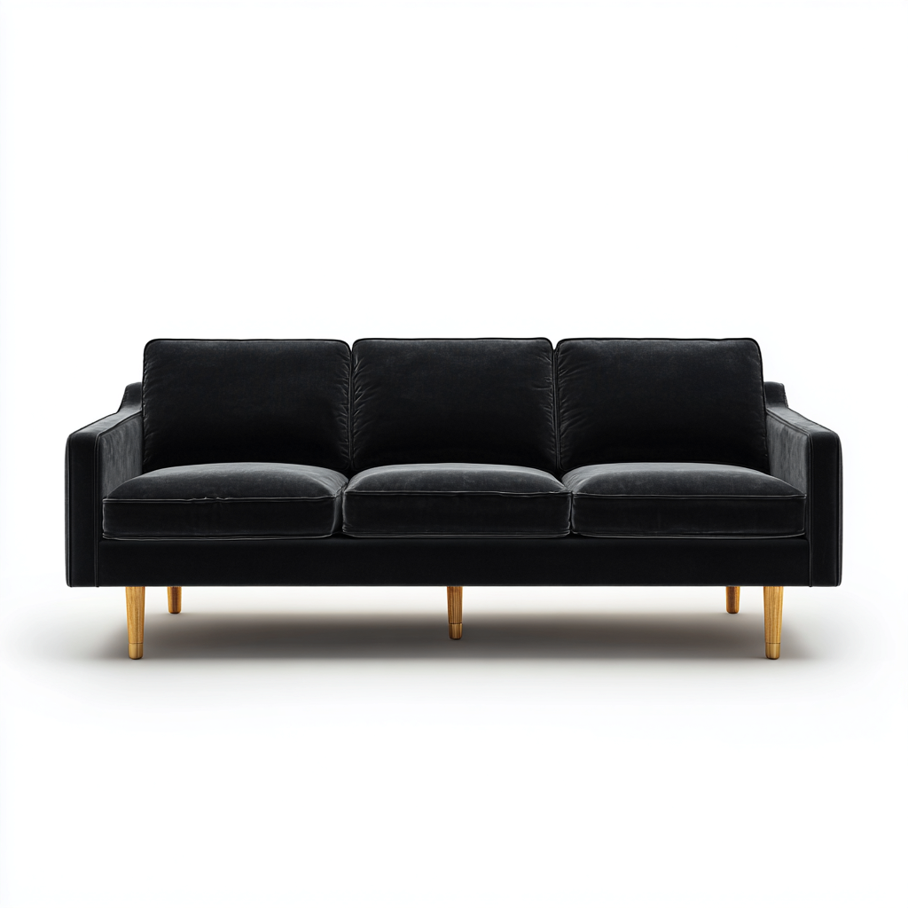 Gerades Sofa Samtstoff 208x88x87 cm - Schwarz - Modernes Design-Sofagetly