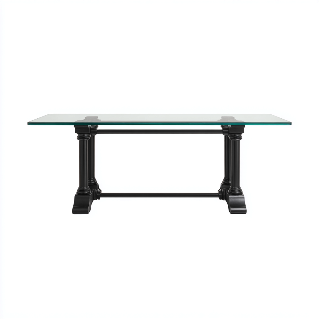 Gartentisch - Glas-Metall 150x80x75 cm - transparent-schwarz - elegantes Outdoor-Design-Sofagetly