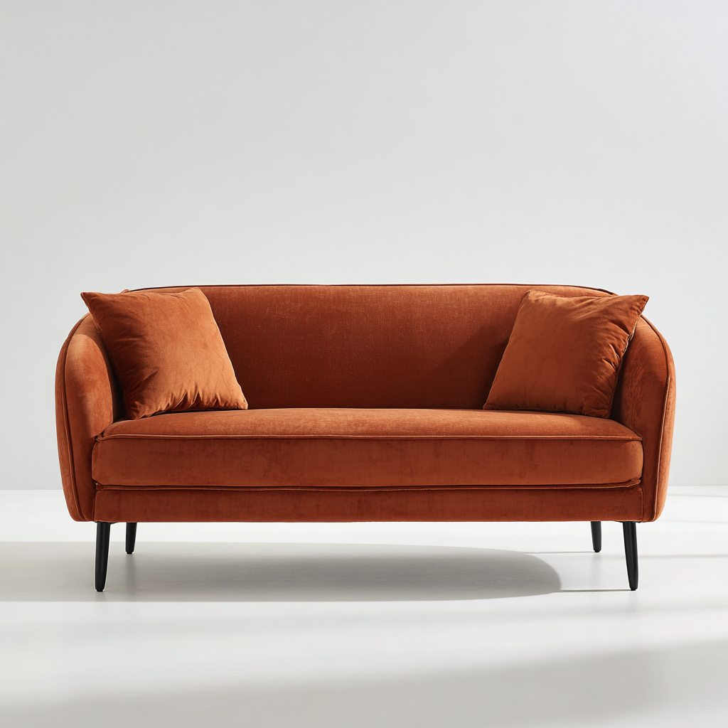 Gerades Sofa Samtstoff 175x86x84 cm - Rostorange - Modernes Design-Sofagetly