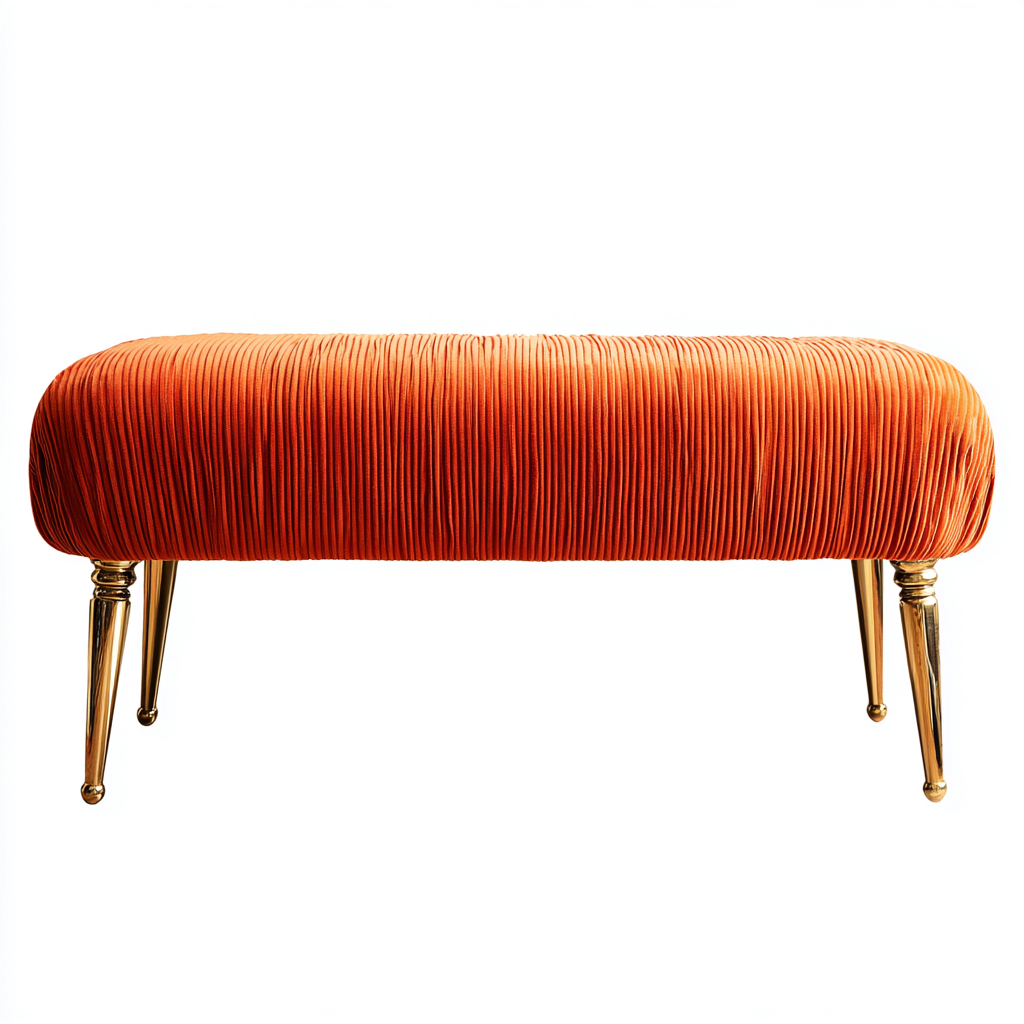 Bank am Bettende Polsterbank Stoff 110x40x45 cm Orange-Gold - Modernes Design-Sofagetly