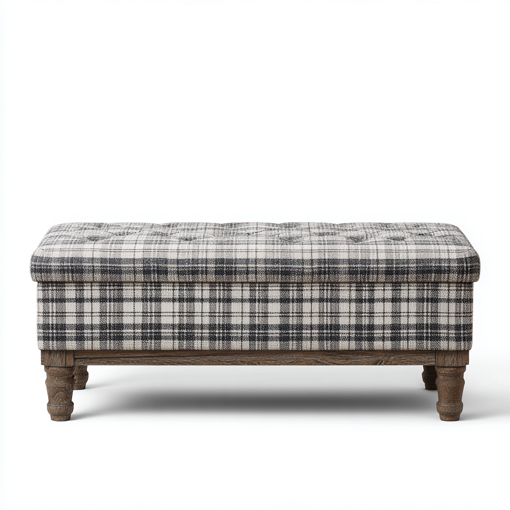 Bank am Bettende - Gewebe-Holz - 110x40x45 cm - Schwarz-Weiß - Klassisches Design - Für Schlafzimmer-Sofagetly