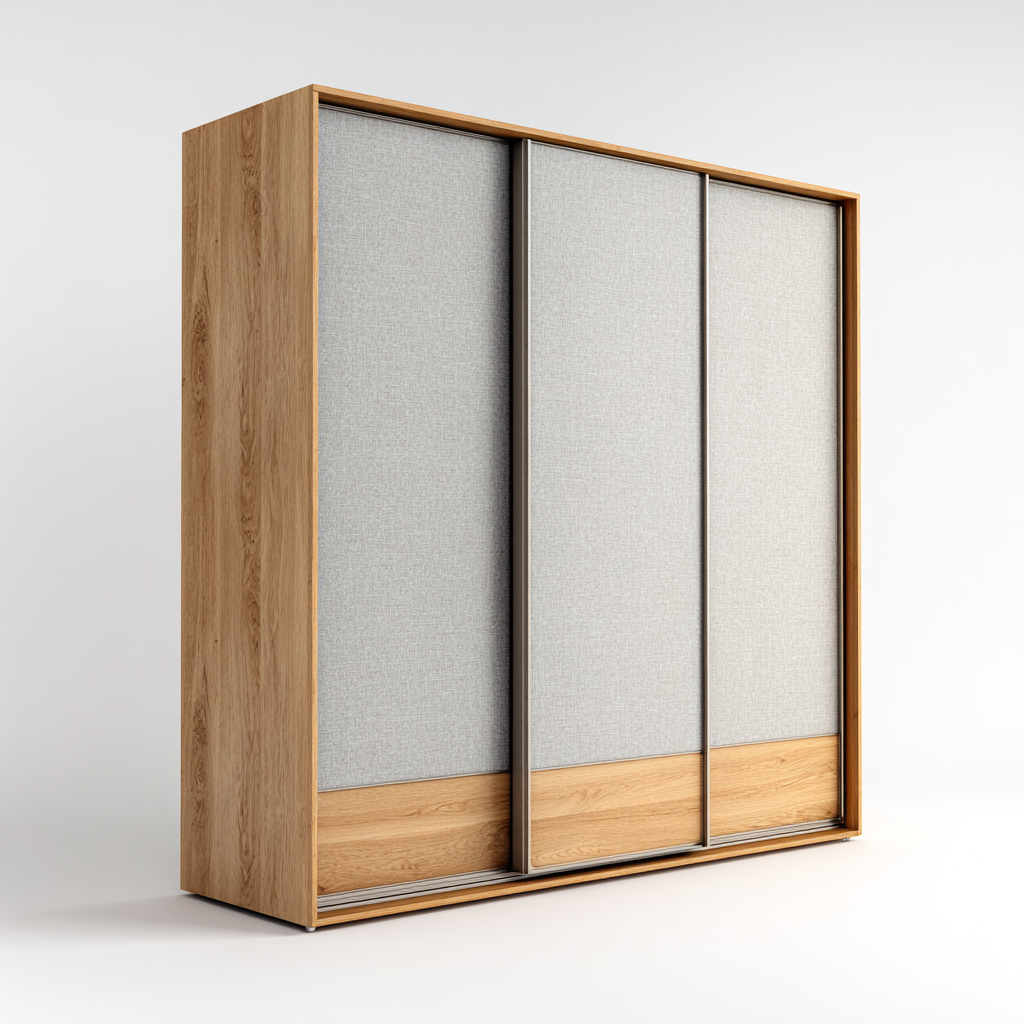 Kleiderschrank - Holzwerkstoff - 200x60x210 cm - Eiche-Hellgrau - Modernes Design - Für Schlafzimmer-Sofagetly