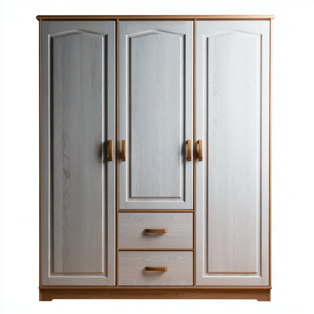 Kleiderschrank Holz 120x55x190 cm - Weiß-Natur - Modernes Design-Sofagetly