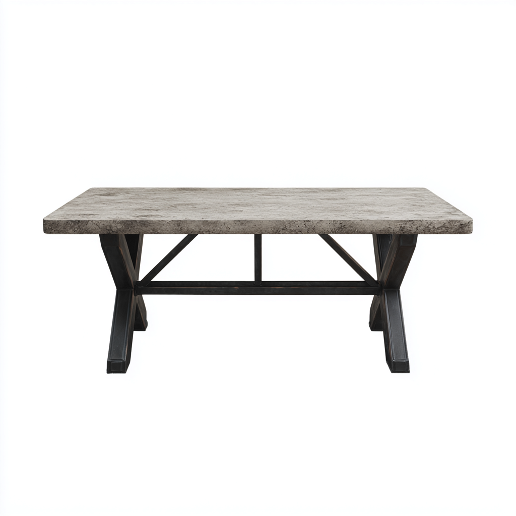 Gartentisch - Steinoptik und Metall - 180x90x75 cm - grau-schwarz - modernes Design-Sofagetly