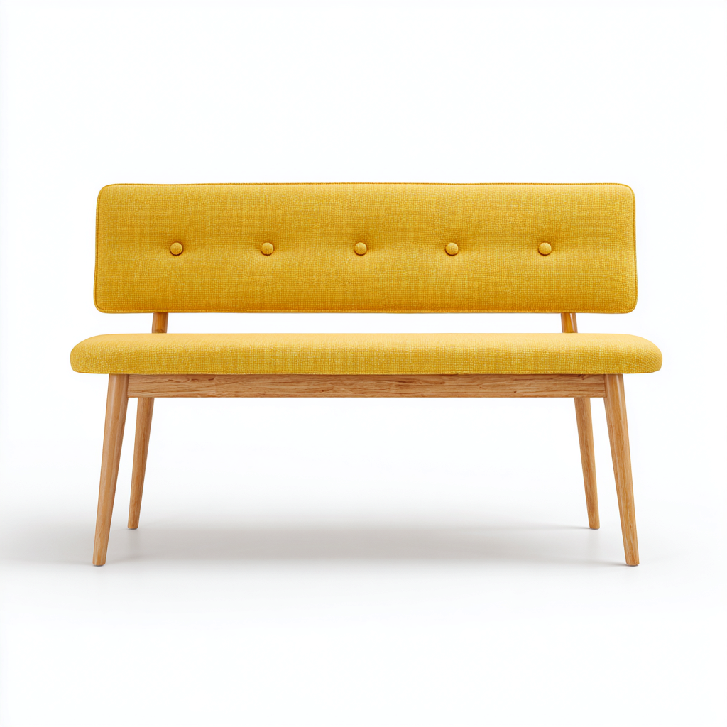 Bank am Bettende Polsterbank Stoff 105x45x80 cm Gelb-Holz - Modernes Design-Sofagetly