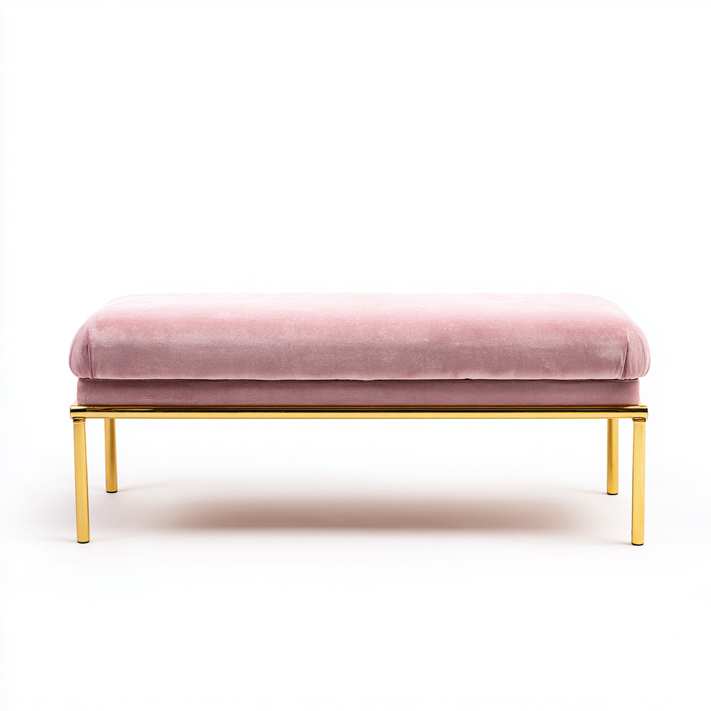Bank am Bettende - Samt und Metall - 110x40x45 cm - rosa-gold - modernes Design-Sofagetly