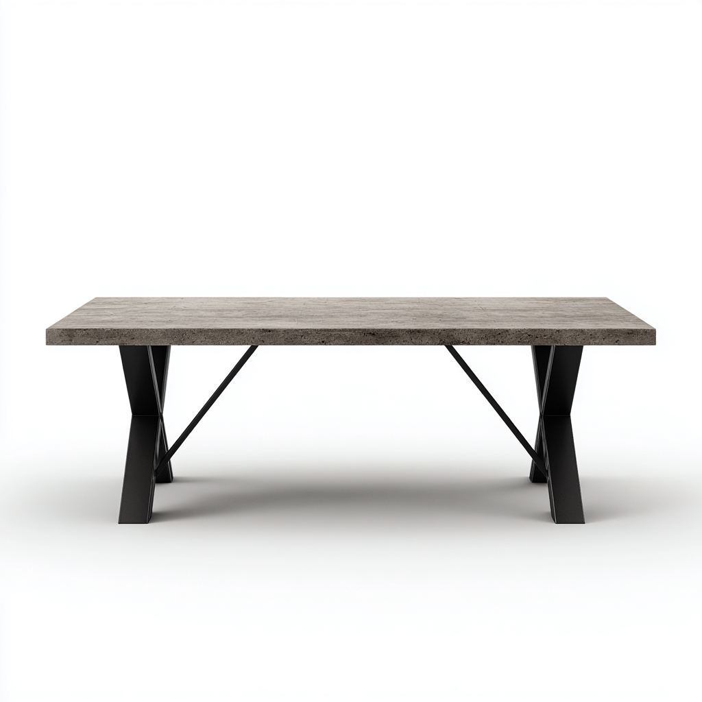 Gartentisch - Stein-Metall 180x90x75 cm - grau-schwarz - modernes Design-Sofagetly