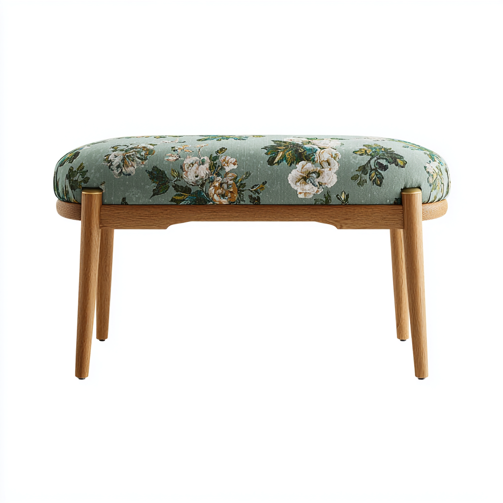 Bank am Bettende Stoff und Holz 90x40x45 cm - Grün-Natur - Modernes Design-Sofagetly