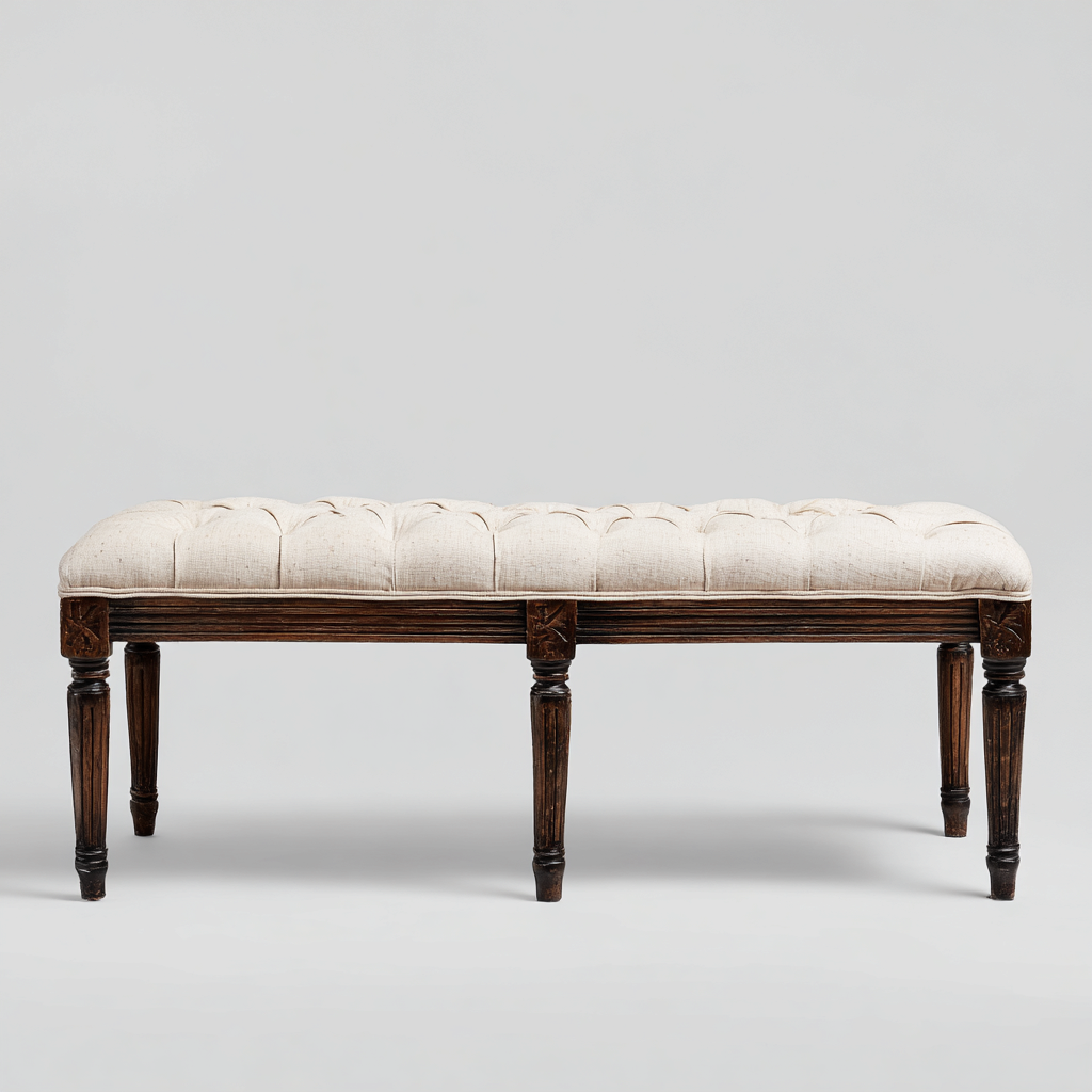 Bank am Bettende - Stoff und Holz - 110x40x48 cm - creme - klassisches Design-Sofagetly