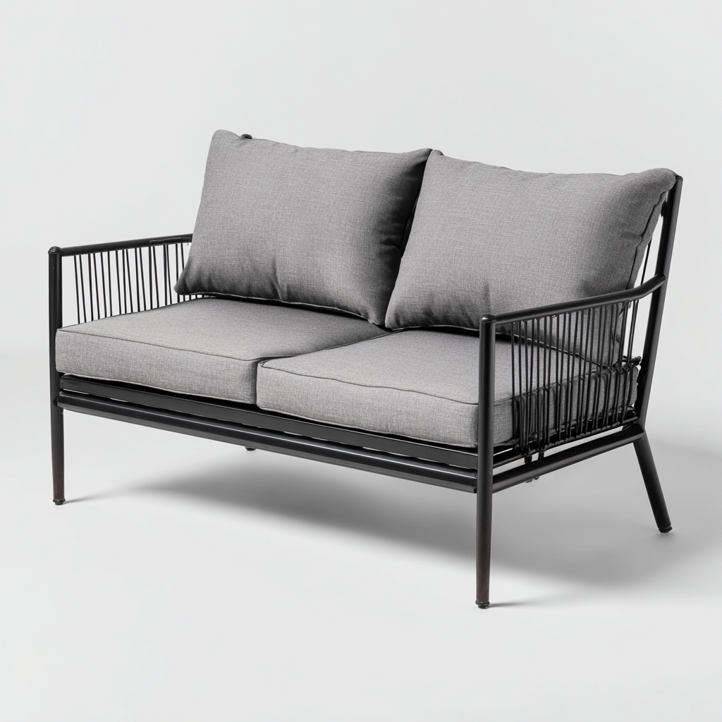 Gartensofa - Metall 145x75x85 cm - schwarz-grau - modernes Design-Sofagetly