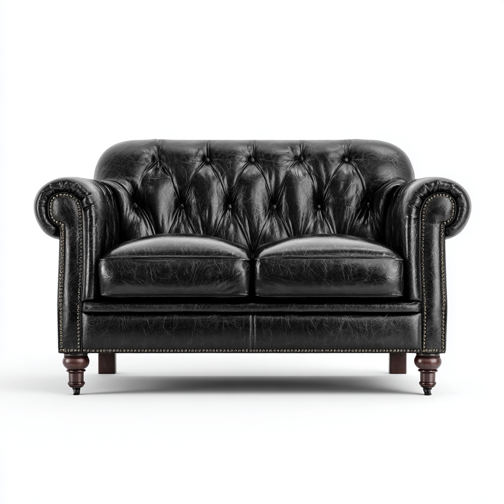 Gerades Sofa Echtleder 150x88x84 cm - Schwarz - Modernes Design-Sofagetly