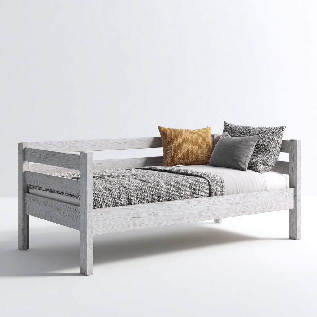 Kinderbett - Massivholz - 205x98x78 cm - Weiß - Modern - Für Kinderzimmer-Sofagetly