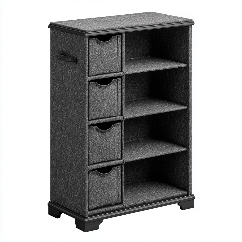 Schuhschrank Stoff Holz 60x30x95 cm - dunkelgrau - modernes Design-Sofagetly