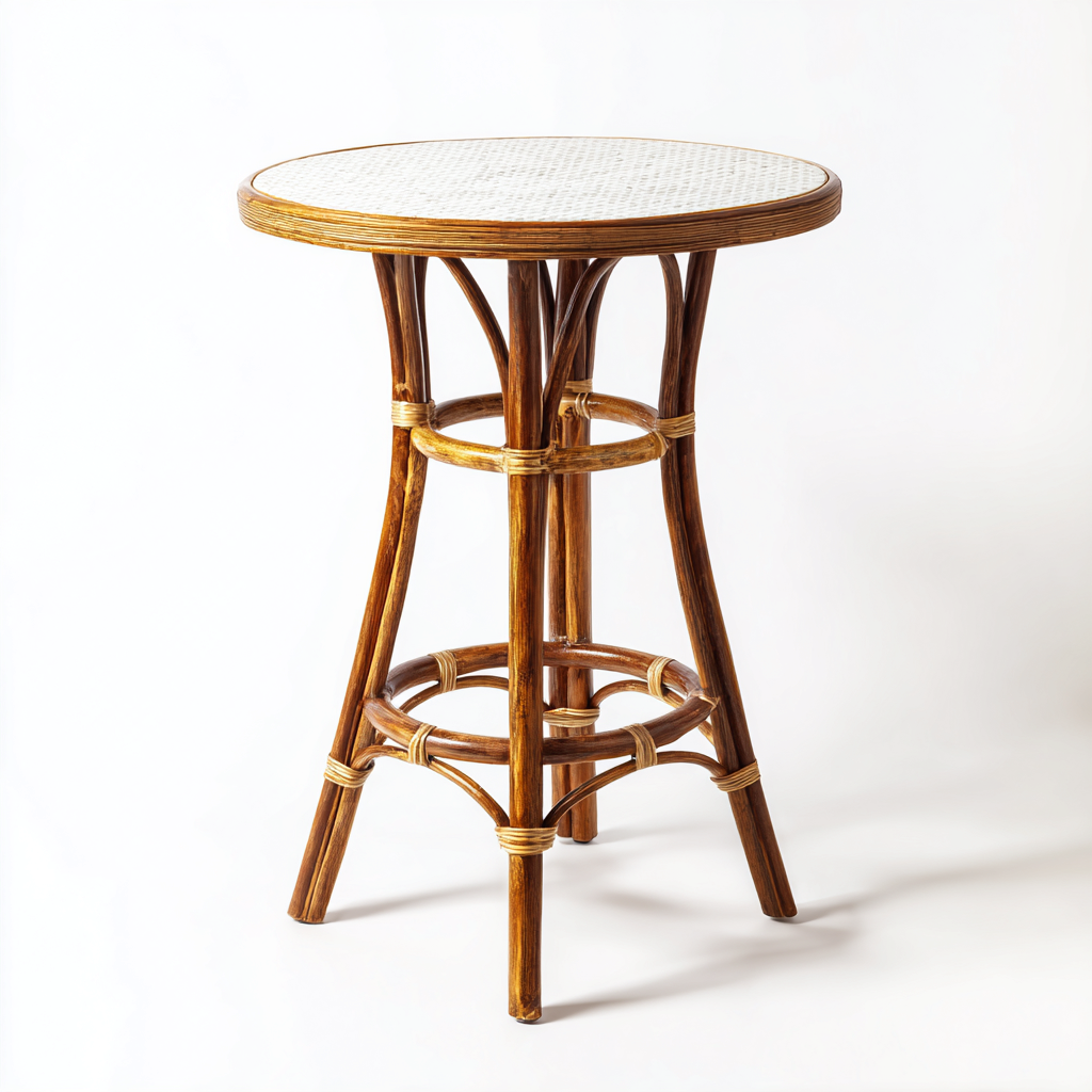 Gartentisch - Rattan-Holz - Rund 50x50x70 cm - Braun - Natürliches Design - Für Garten-Sofagetly