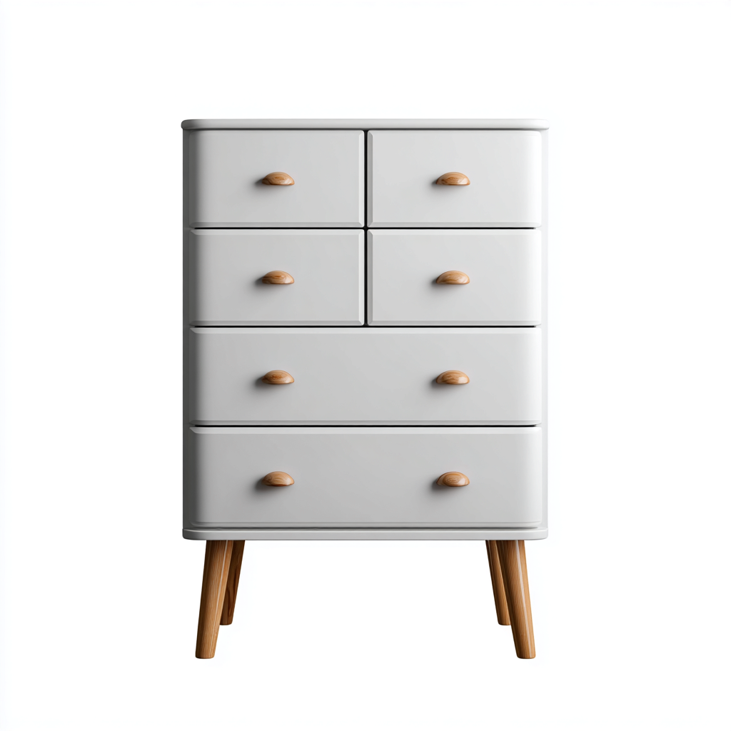 Kommode mit Schubladen Holz 55x40x110 cm - weiß-natur - skandinavisches Design-Sofagetly