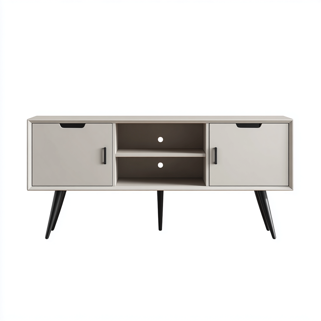 Fernseh Lowboard Holz 150x40x55 cm Grau-Schwarz - Modernes Design-Sofagetly