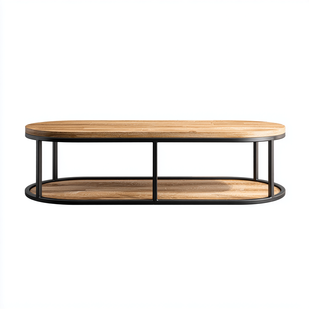 Fernseh Lowboard Massivholz Metall 120x60x45 cm - Holz-Schwarz - Modernes Design-Sofagetly