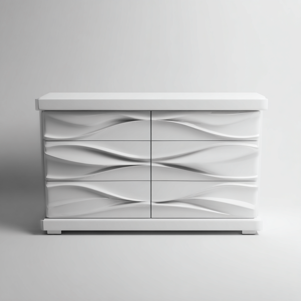 Kommode mit Schubladen MDF 120x45x85 cm - Weiß - Modernes Wellen-Design-Sofagetly