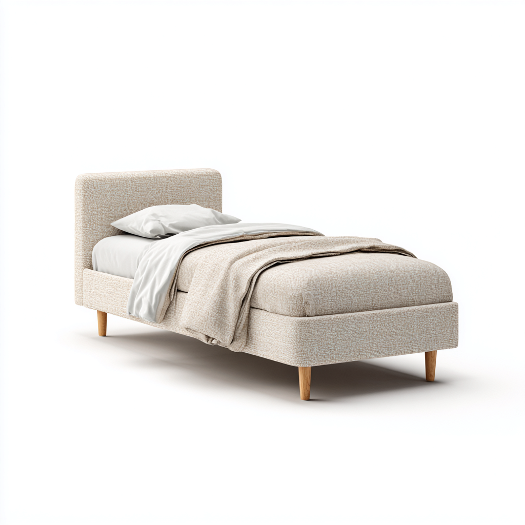 Kinderbett - Stoffbezug - 200x97x85 cm - Beige - Modern - Für Kinderzimmer-Sofagetly