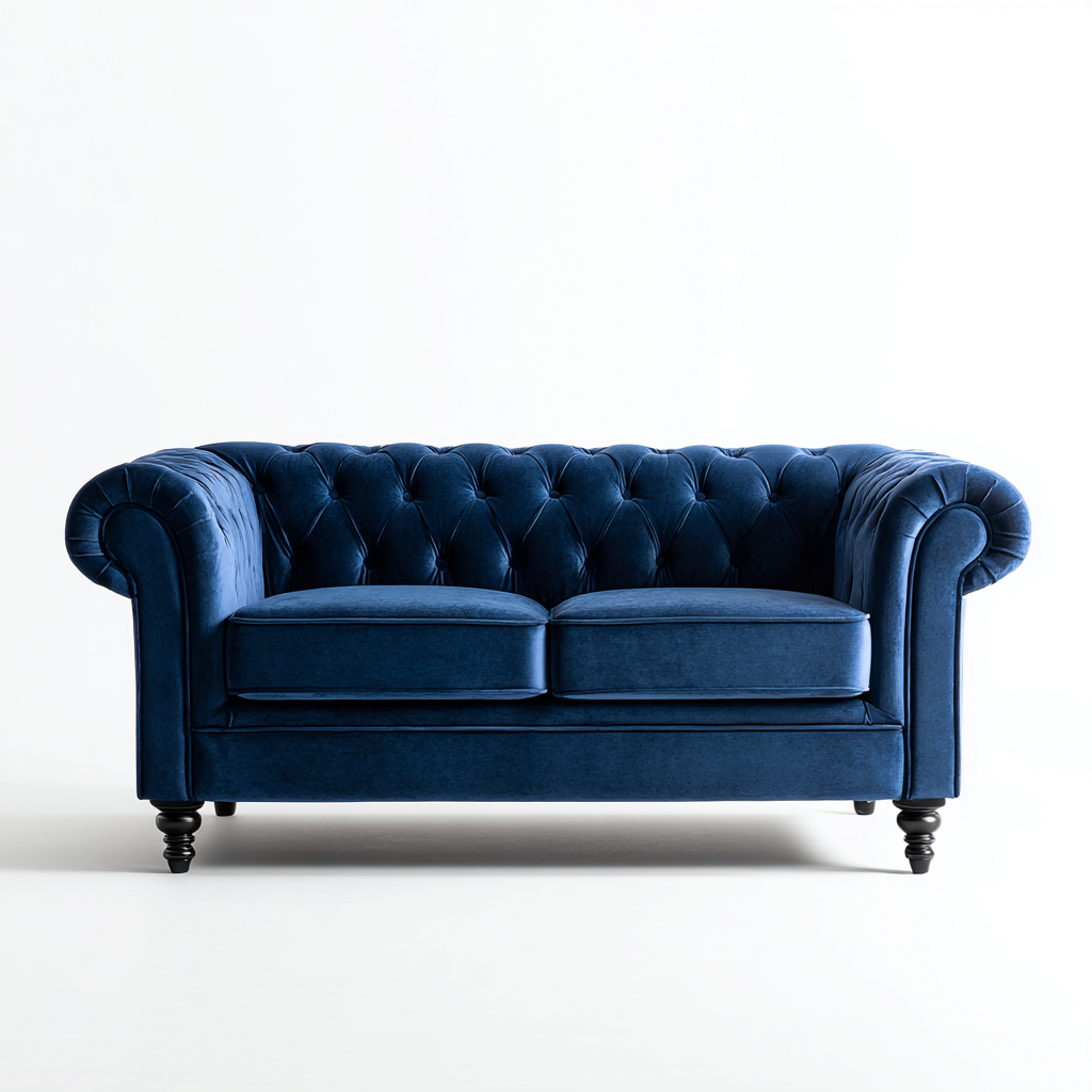 Gerades Sofa Samtstoff 185x95x88 cm - Dunkelblau - Modernes Design-Sofagetly
