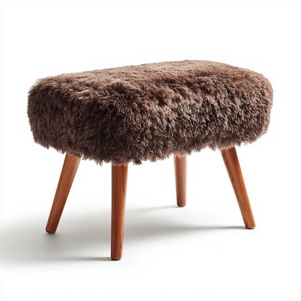 Bank am Bettende Polsterbank Kunstfell 55x35x45 cm Braun-Holz - Gemütliches Design-Sofagetly