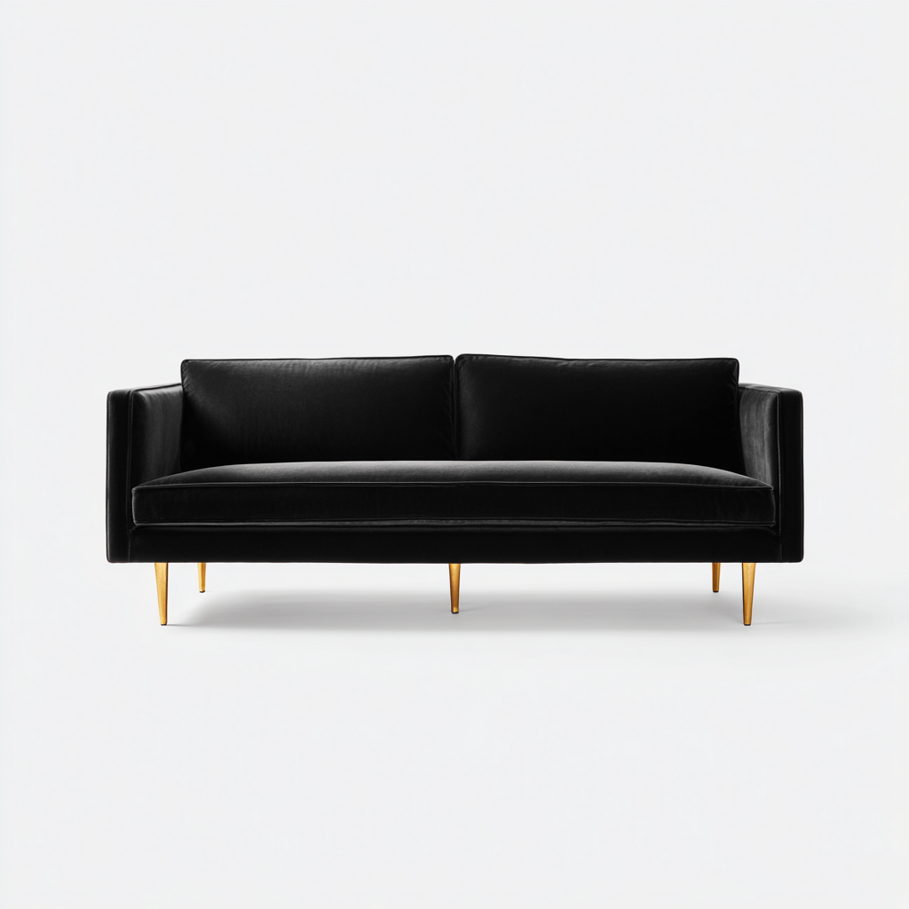 Gerades Sofa Samtstoff 210x88x82 cm - Schwarz - Modernes Design-Sofagetly
