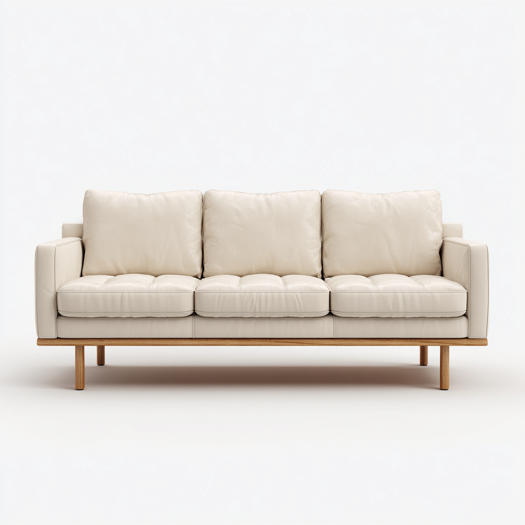Gerades Sofa Leder 210x90x86 cm - creme - modernes Design-Sofagetly