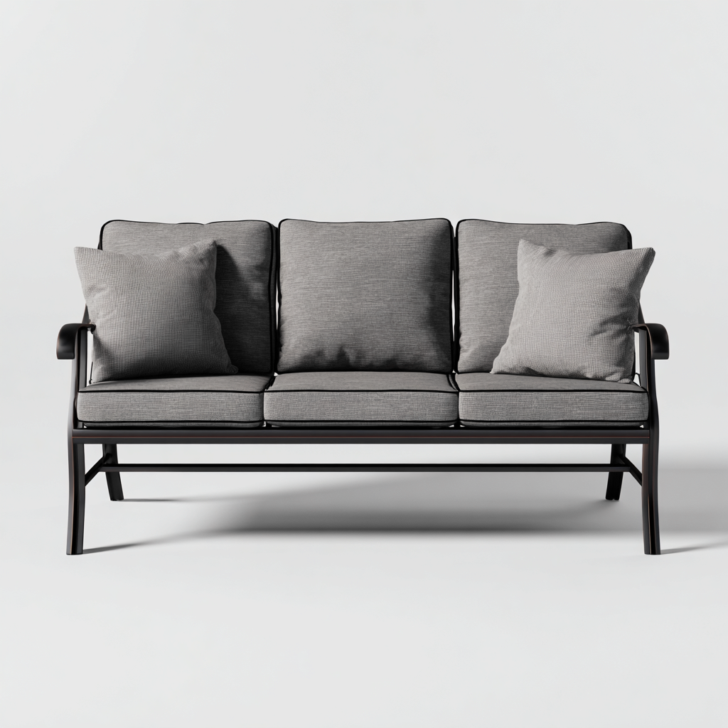 Gartensofa - Metall und Outdoor-Polster - 180x75x85 cm - schwarz-grau - modernes Design-Sofagetly