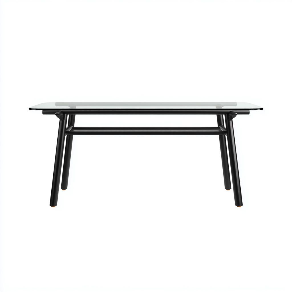 Gartentisch Metall-Glas 140x80x75 cm - Schwarz-Transparent - Modernes Design-Sofagetly