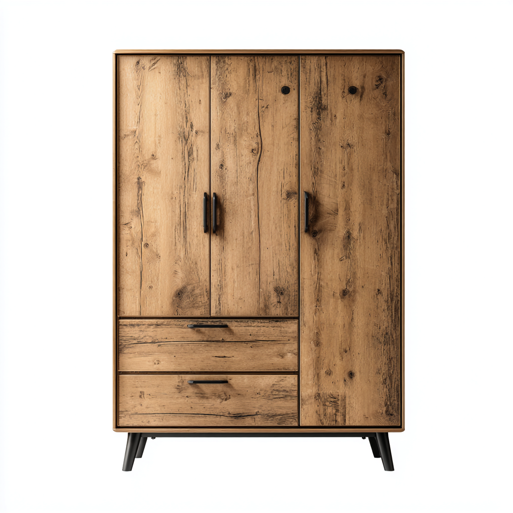 Kleiderschrank Holzoptik 180x100x50 cm - Braun - industrieller Stil-Sofagetly