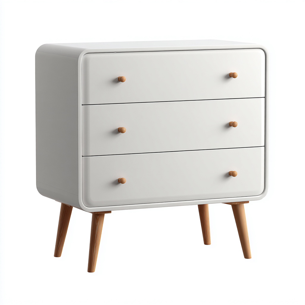 Kommode mit Schubladen Glatte Oberfläche 70x40x80 cm - Weiß-Natur - Modernes Wohnstil-Sofagetly