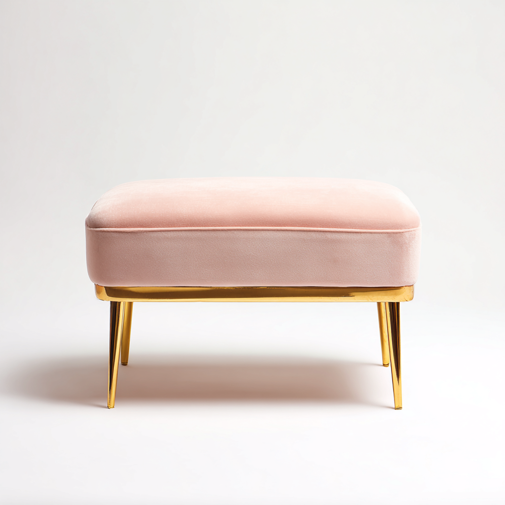 Bank am Bettende - Samtpolster und Metallgestell - 80x45x45 cm - Rosa-Gold - Modernes Design-Sofagetly