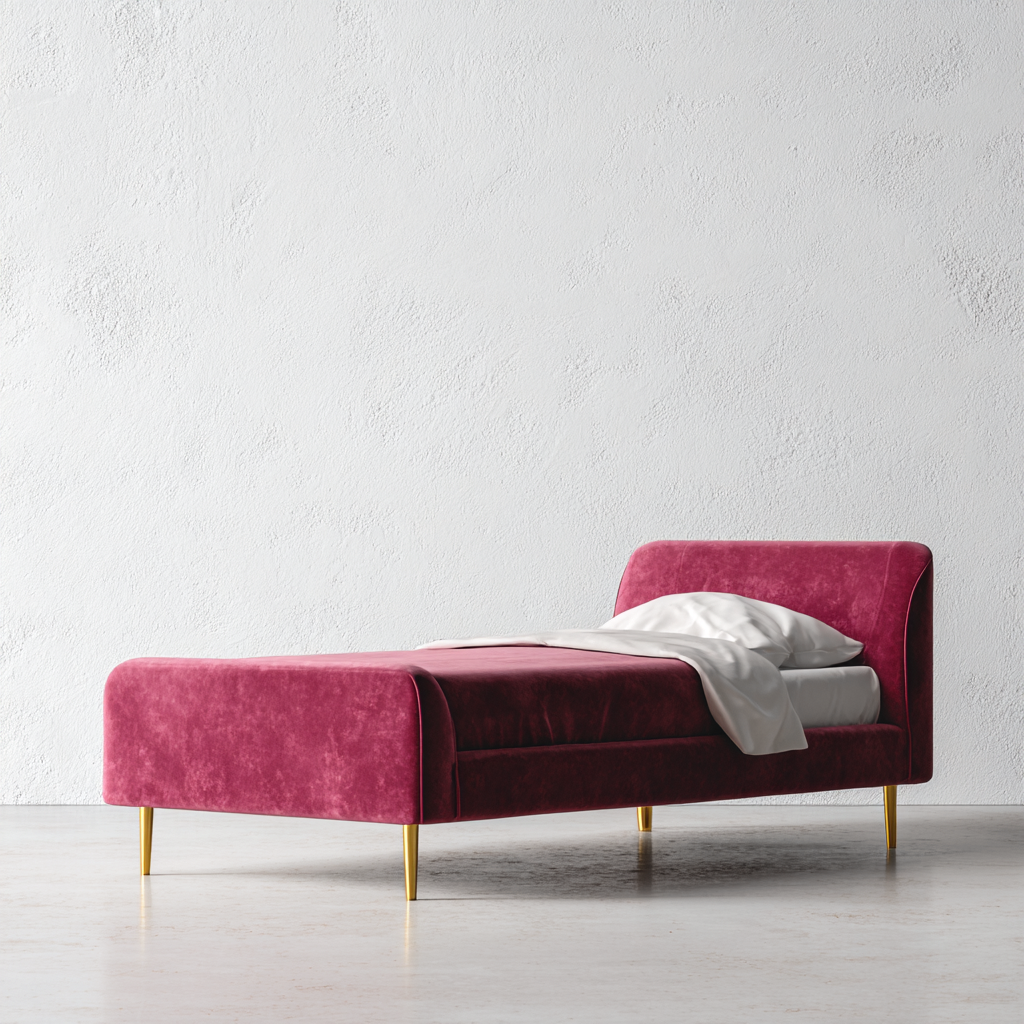 Kinderbett - Samt und Metall - 200x100x95 cm - pink-gold - modernes Design-Sofagetly