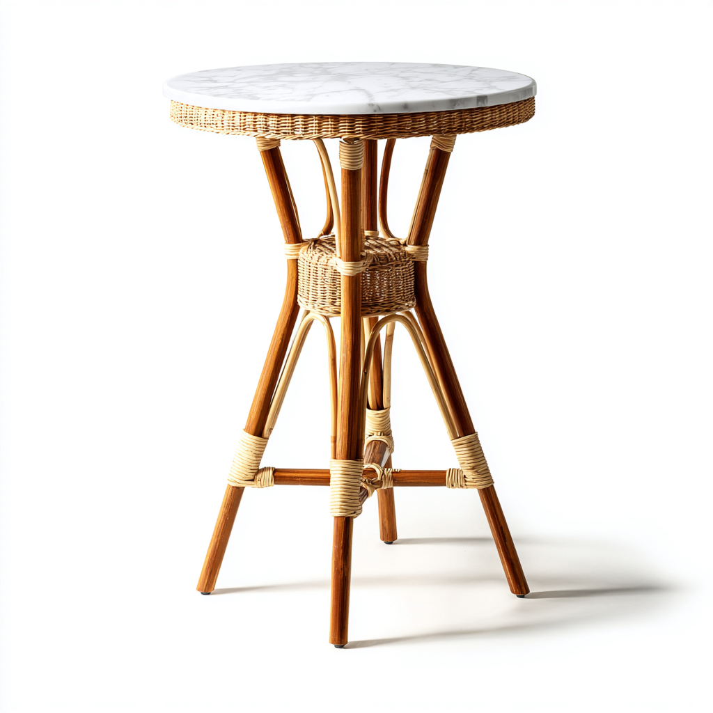 Gartentisch Rattan-Marmoroptik 60x60x75 cm - Natur-Weiß - Modernes Outdoor-Design-Sofagetly