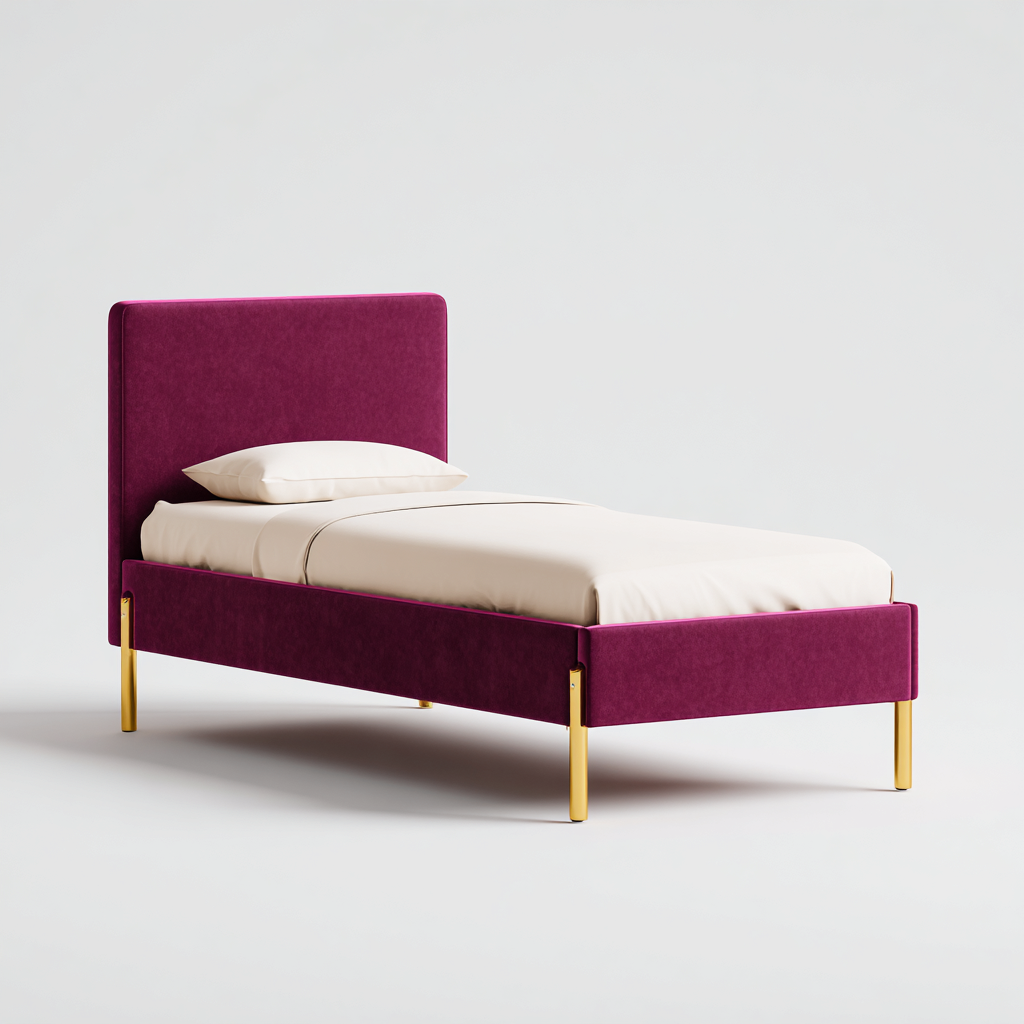 Kinderbett - Samt und Metall - 200x100x95 cm - Burgunderrot-Gold - Modernes Design-Sofagetly