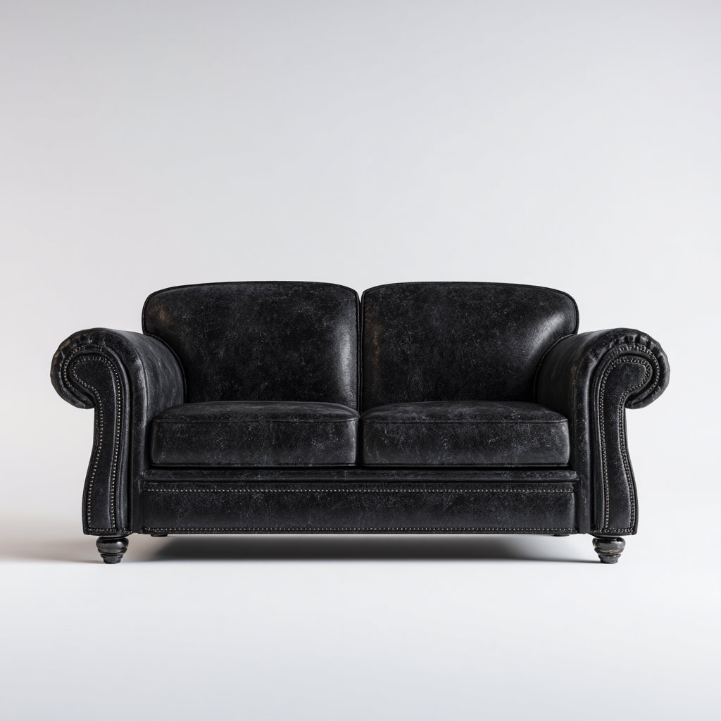 Gerades Sofa Echtleder 158x90x86 cm - Schwarz - Modernes Design-Sofagetly