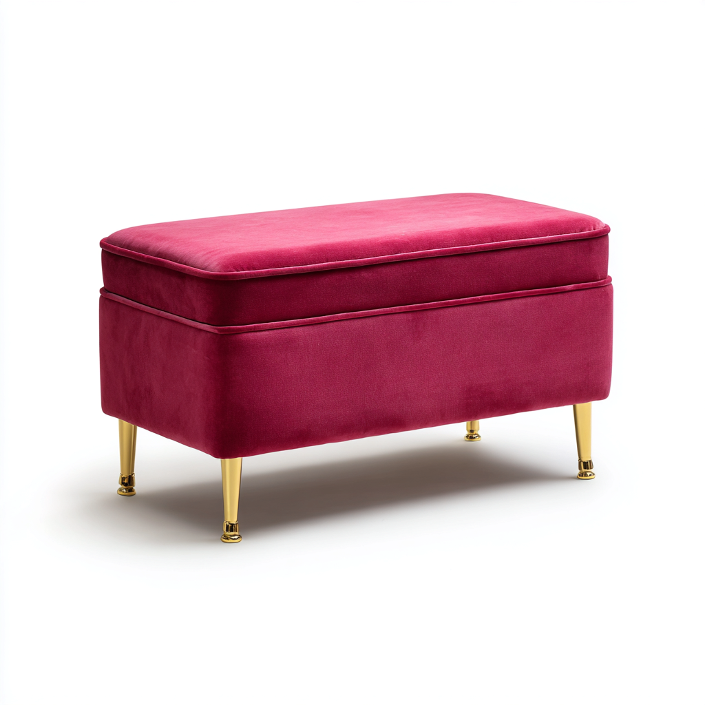 Bank am Bettende Samt und Metall 90x45x48 cm - Pink-Gold - Modernes Design-Sofagetly