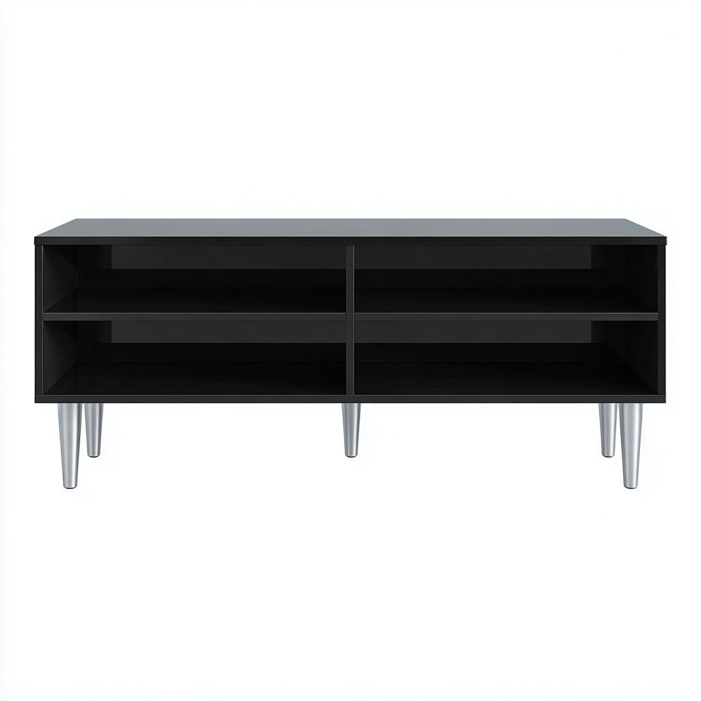 Fernseh Lowboard MDF Metall 120x40x55 cm - Schwarz-Silber - Modernes Design-Sofagetly